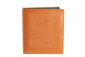 Popup Image: Top grain leather turned & stitched 3-ring binder