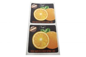 Food service label with orange in the picture
