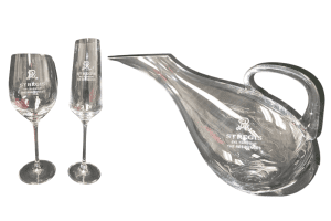 Popup Image: Wine Glasses Champagne Flutes and Wine Decanter